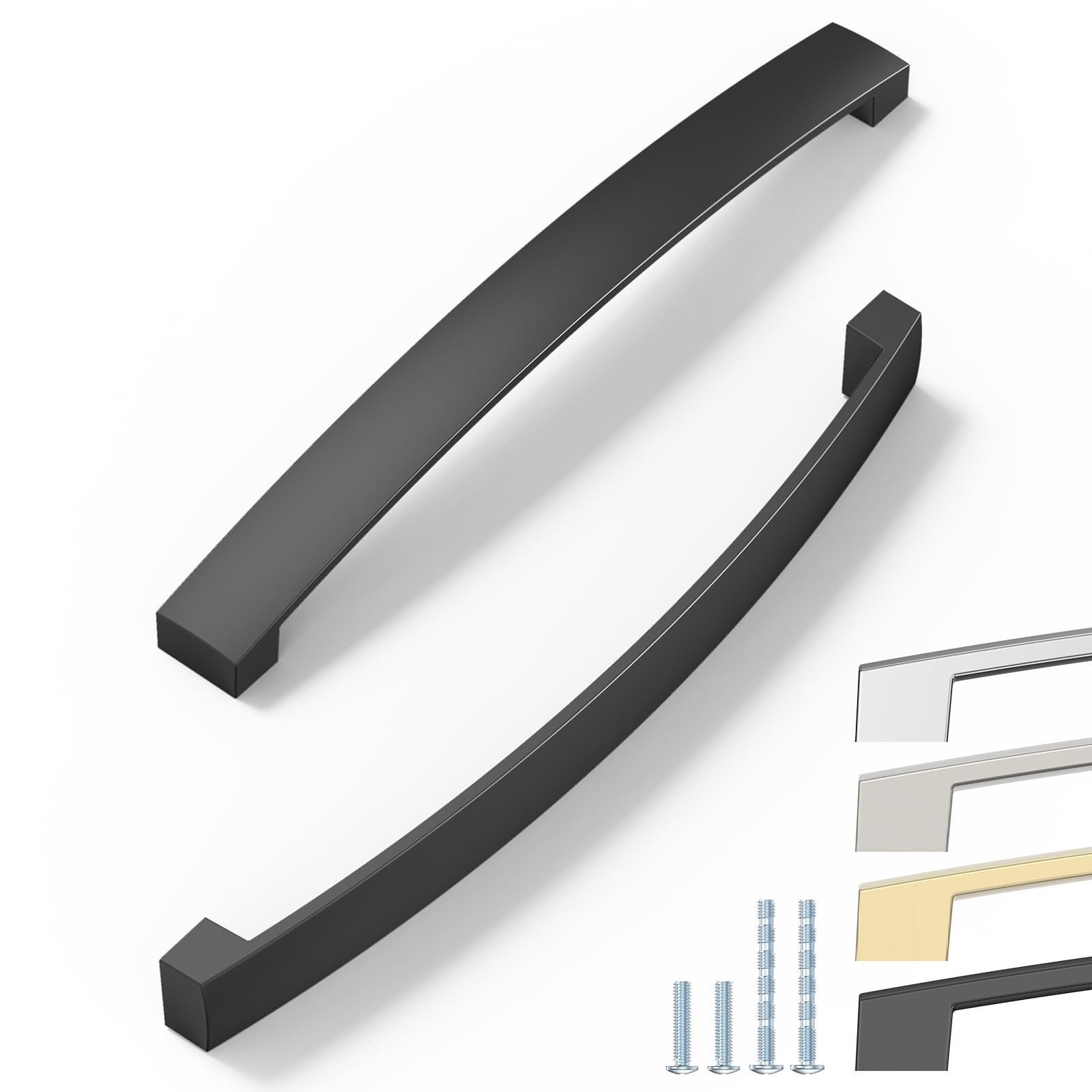 Tiradores para muebles elegantes de 192 mm en negro mate, juego de 6 piezas de alta estética para puertas