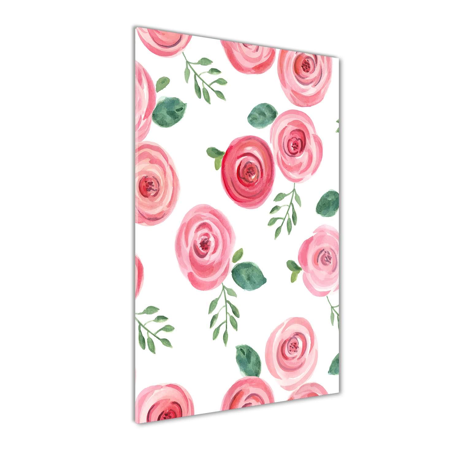 Tableau peinture sur verre trempé 70x140cm rose rose lavable pour cuisine et bains