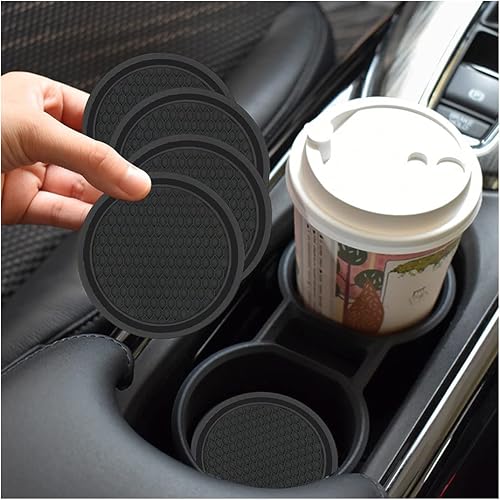 Miniatura 7 de Paquete de 4 posavasos brillantes para automóvil, 2.75 pulgadas, de silicona, antideslizante, con diamantes de imitación, accesorios universales y