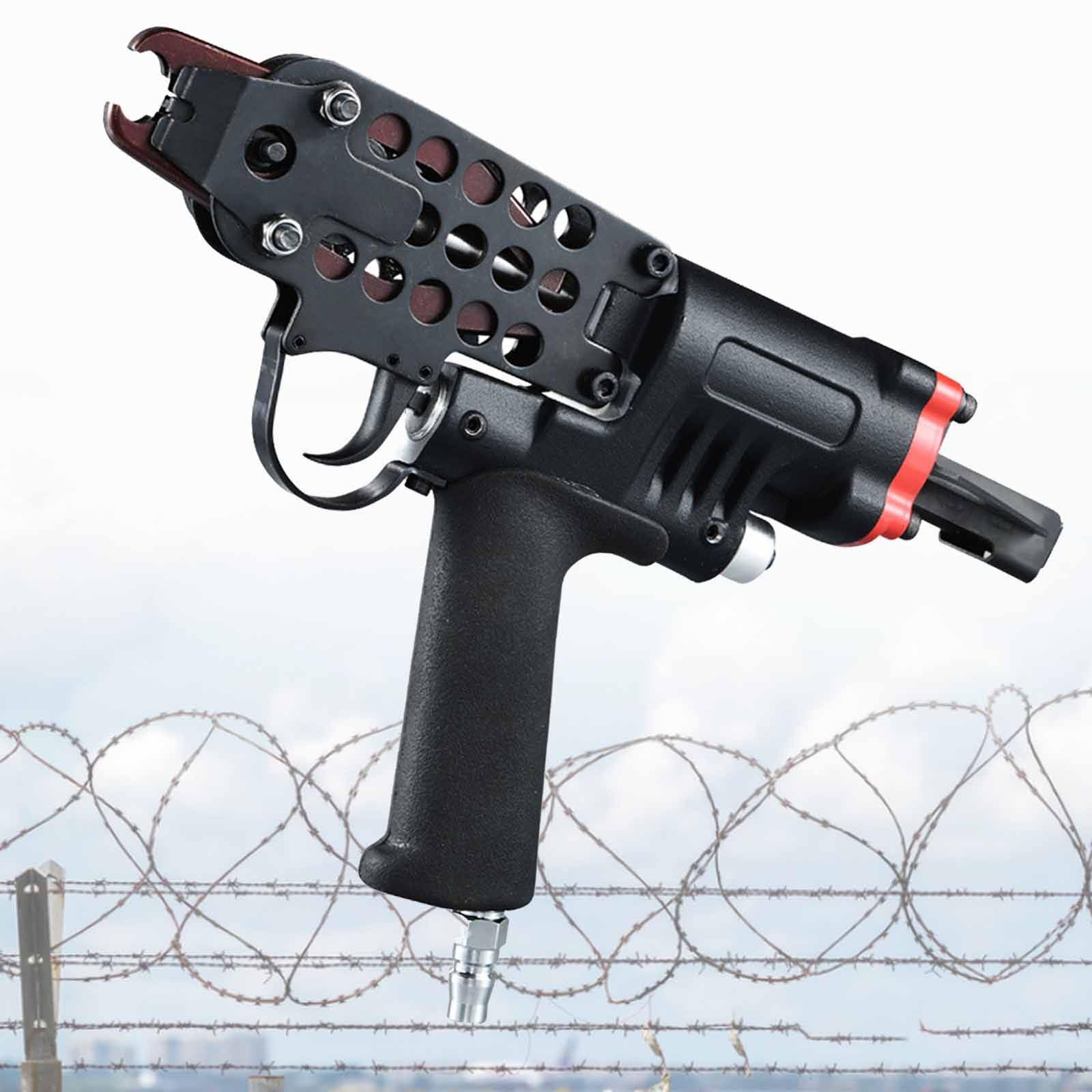 Grapadora neumática para cercas, herramienta de alicates de aire tipo C para jaulas de alambre, pistola de anillo C para anillos de cerdo
