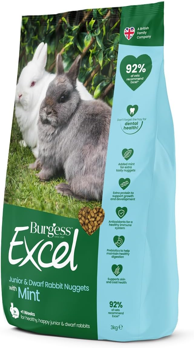 Burgess Excel Junior and Dwarf Nuggets with Mint Rabbit Food 3 kg