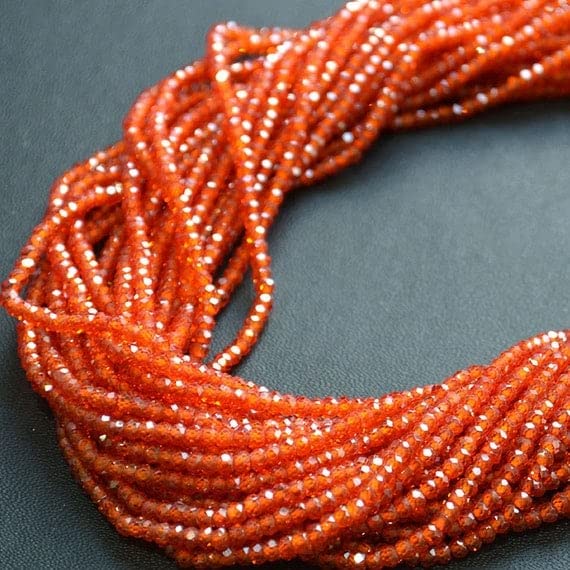 Perles de cornaline 3mm oxyde de zirconium facettées LKBEADS pour création de bijoux