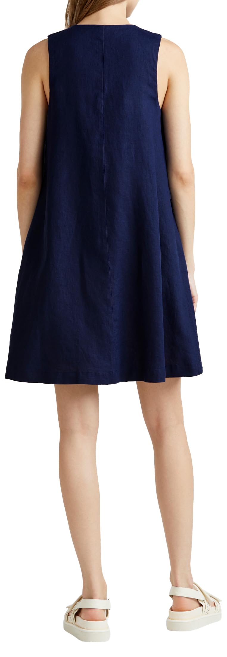 Image secondaire de Robe Courte en Lin Bleu Col V - United Colors of Benetton