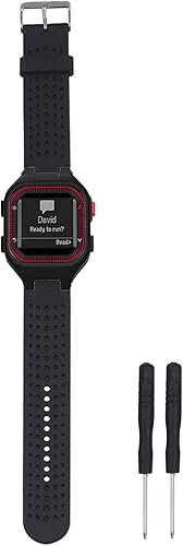 Correa de repuesto compatible con Garmin Forerunner 25 GPS Running Watch Pulsera Fitness Tracker para Smarwatch (correa de hombre) (negro)