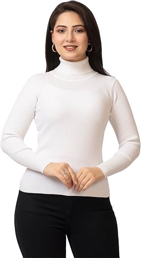 LASOON Women’s High Neck Skivi | Winter Warm Full Sleeve Sweater Top | Free Size Fit for M, L, XL | Soft Knitted Woolen Fa...