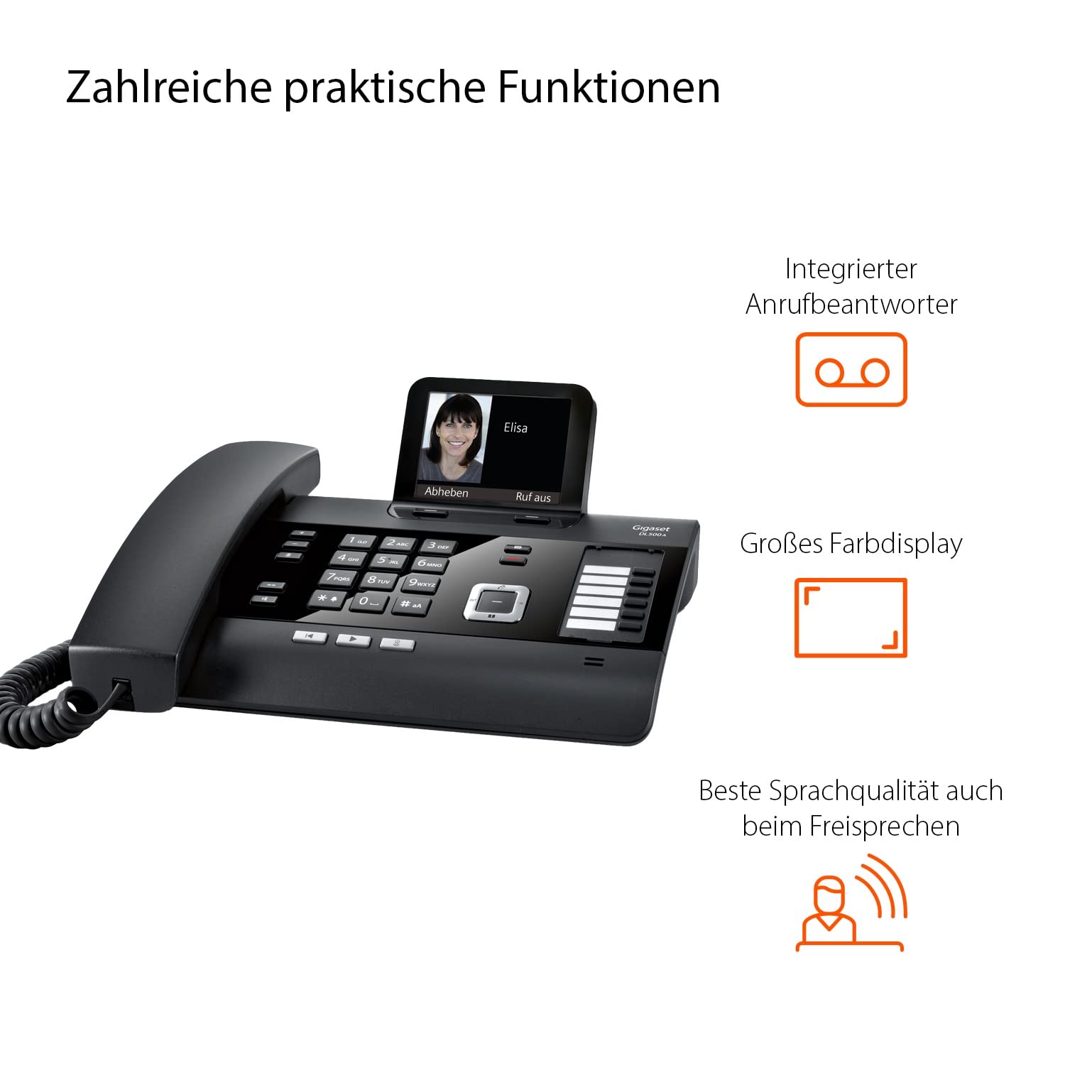 Gigaset DL500A und C430HX -Schnurgebundenes DECT Telefon mit zusätzlichem Mobilteil - Kombi-Set - ideal für's Homeoffice - Farbdisplay - großes Adressbuch - Freisprechfunktion, schwarz/schwarz-silber