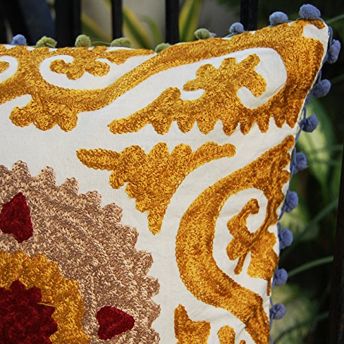 Amazon｜伝統的なジャイプールボヘミアンスロースザニクッション、刺繍