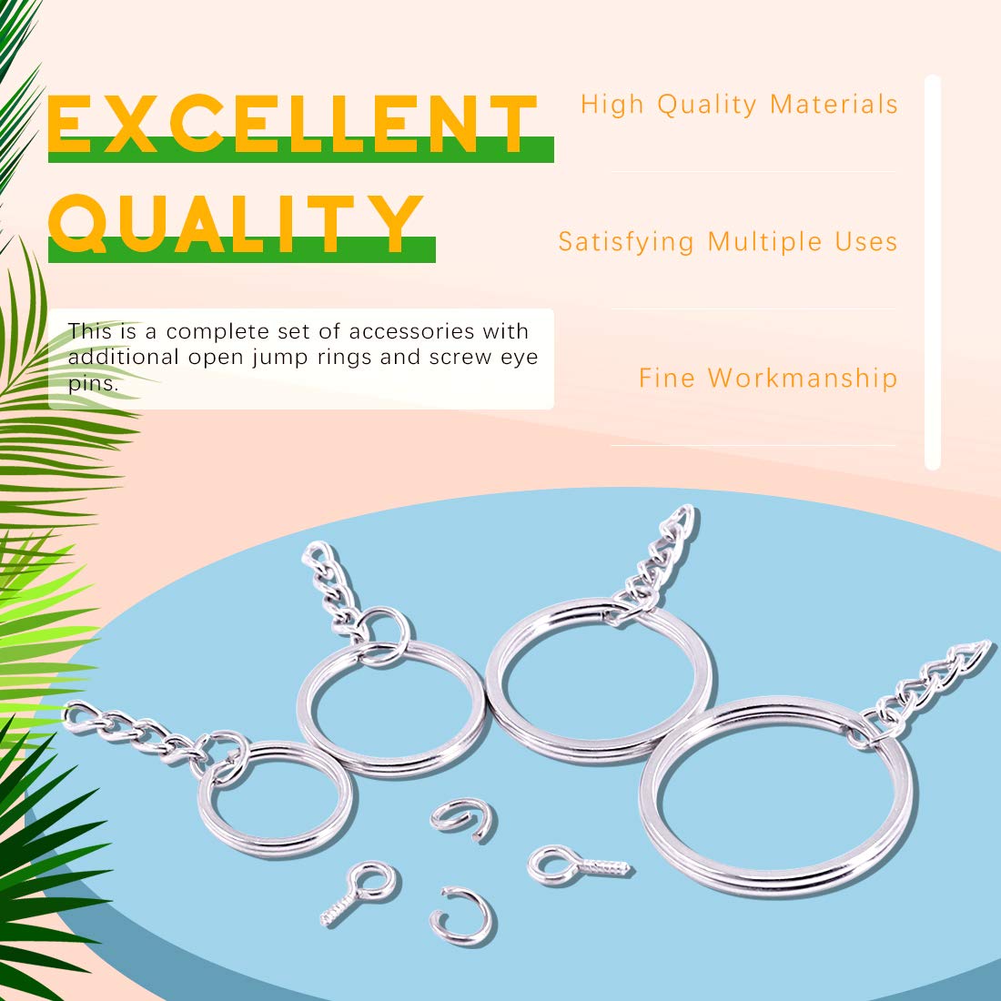 300 Anelli Portachiavi Metallici - Con Catena, Salto E Vite Per Fai Da Te