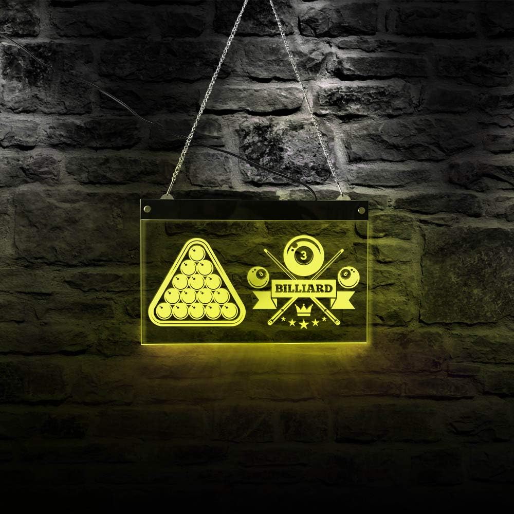 The Geeky Days LED Lighting Billiard Sign Pool Decor Billiard Room Bar Pub Man Cave Wall Art Pool Hall Decorative Neon Signs Lights Pool Player Gift