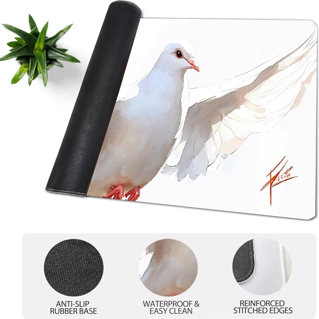 Podkładka pod mysz do gier XXL ze zwierzętami, biała, podkładka pod mysz XXL - 1400 x 600 x 3 mm, podkładka pod mysz matowa, bardzo duża tkanina, antypoślizgowa podstawa, dla graczy, personel-43145