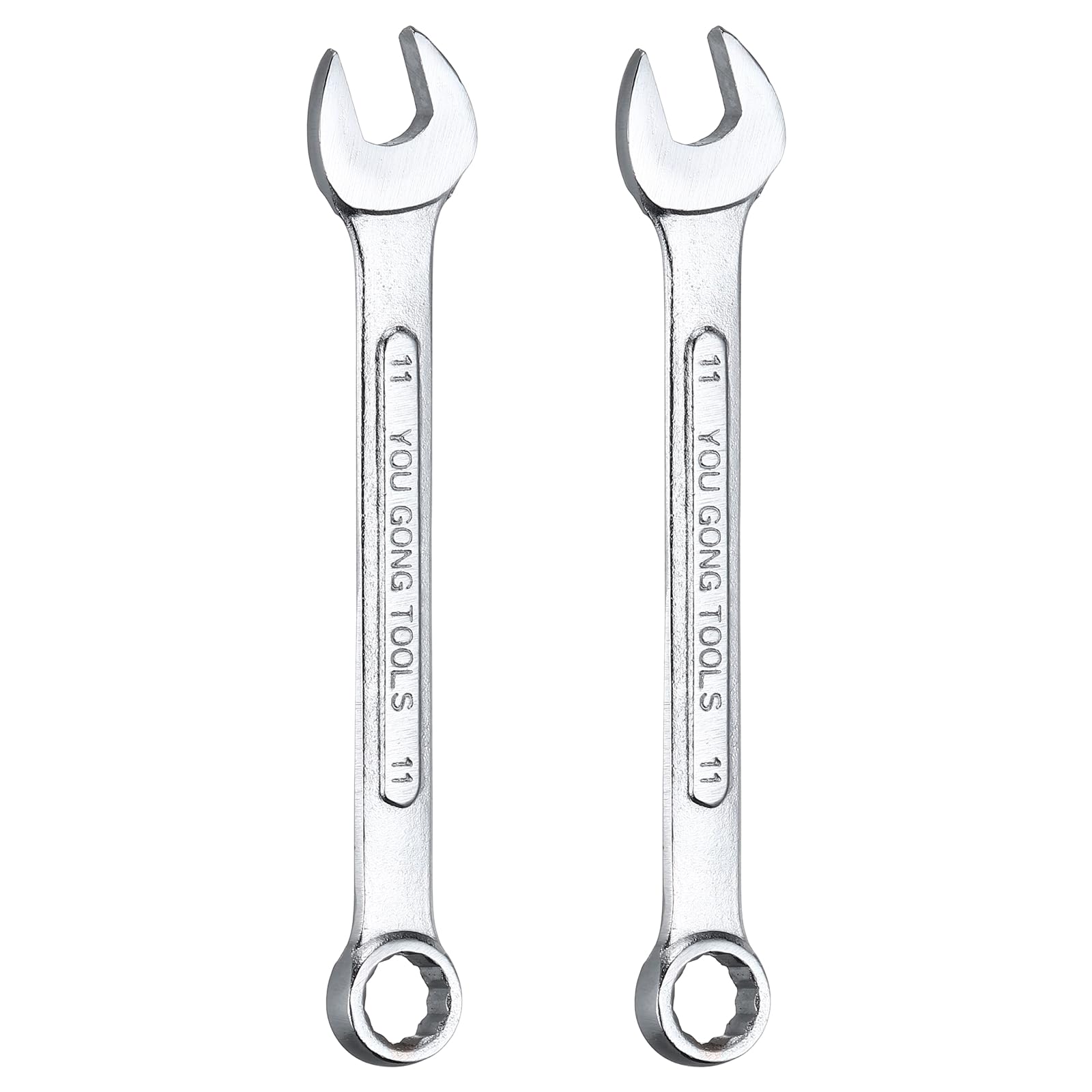 sourcing map 2Pcs Metric Combination Wrench 11mm Open End & 15-Degree Offset 12-Point Box End Double Ended Wrenches Spanners Tools for Household Automotive Machinery DIY Repair