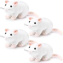 Kasyat 4 Pcs Fake Rat Stuffed Animals 7 Inch Fake Mouse Plush Toys Soft Cuddly Stuffed Mouse Realistic Rat Plushies for Birthday Prank Props April Fools TricksWhite