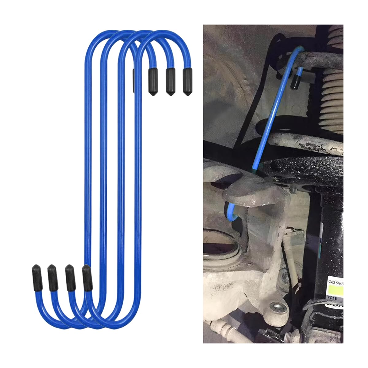JNNJ 4 Pezzi Ganci Pinza Freno Punte nel Gomma Strumento, Ganci a Forma di S con Punte in Gomma, Automobilistico per Lavori di Rottura, Gancio in Metallo ASSE Pinza Gancio Forniture(Blu)
