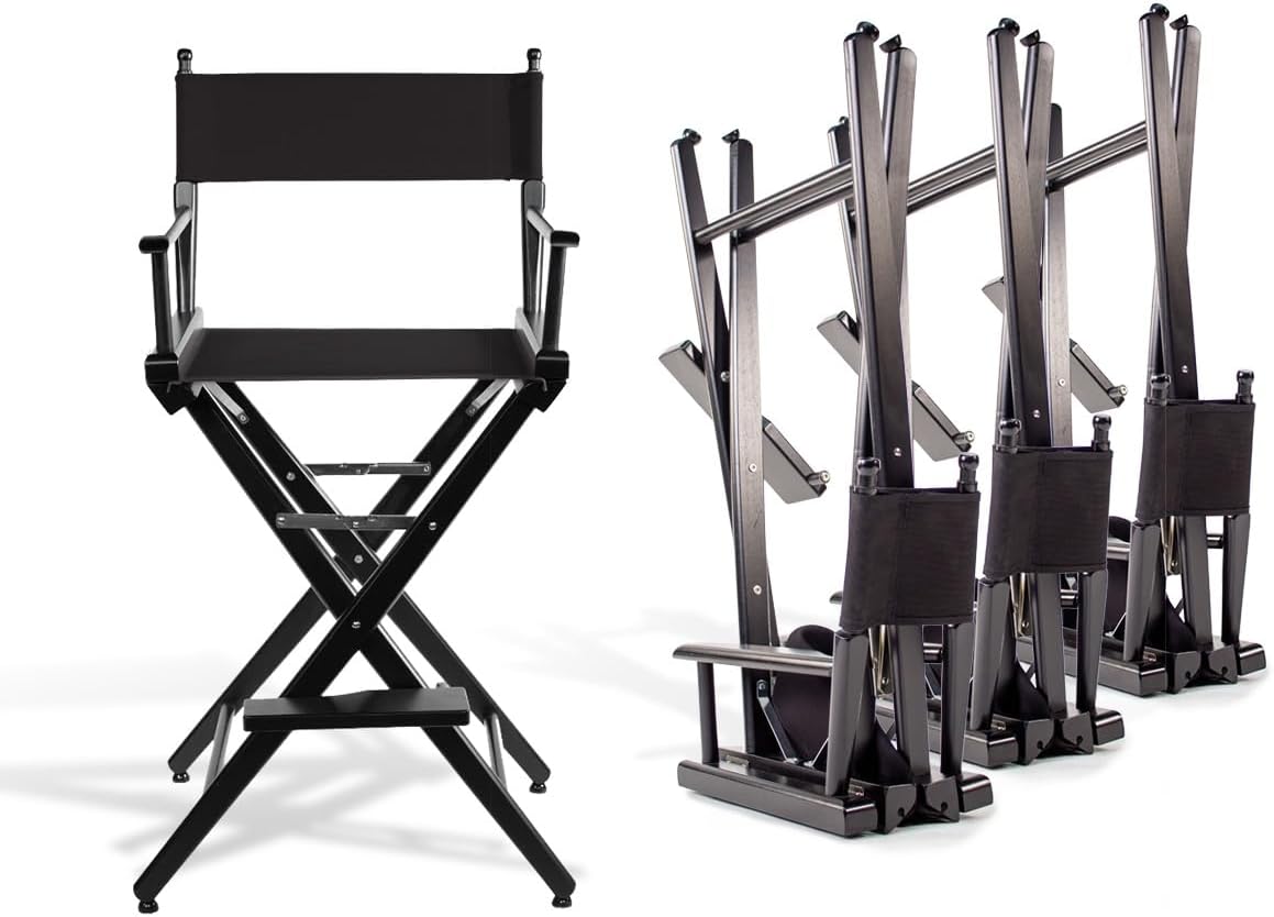 Filmcraft Tall Director's Chair with Natural Frame and Black Canvas (4)