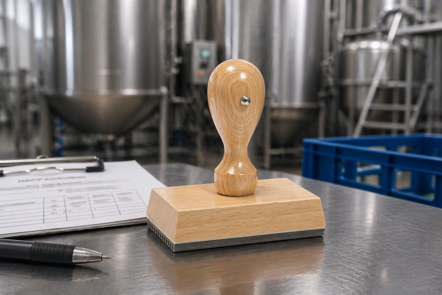 Wareneingangskontrolle Stempel Holz individuell – Lagerstempel Qualitätskontrolle Wareneingang Warenausgang HACCP Prüfstempel mit Textplatte für Büro Logistik (Standard Kontrolle)
