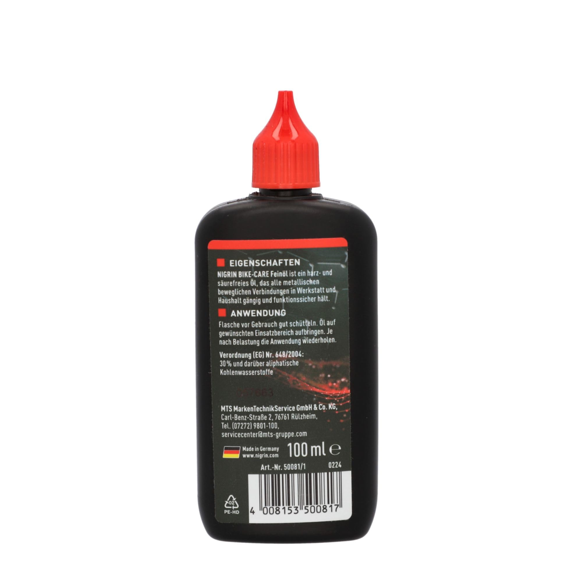 NIGRIN BIKE-CARE olej drobnoziarnisty | butelka 100 ml | olej do mechaniki precyzyjnej | do hobby i warsztatu | bez żywicy i kwasów | szary