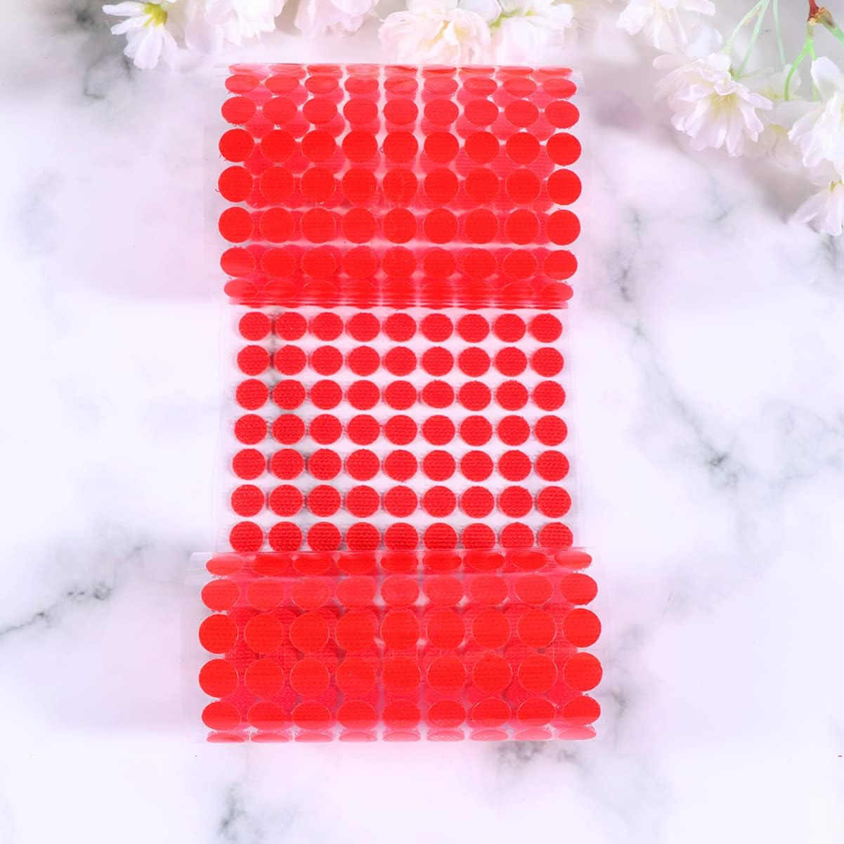 900 Pieces 10mm Red Round Hook and Tape Adhesive Sturdy Polyester Nylon Easy to Peel and Stick Backing for Wall Stickers and Craft