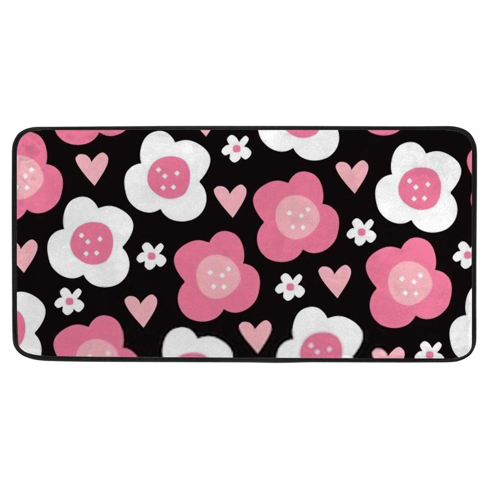 Tapis de cuisine antidérapant motif fleurs pour sol élégant