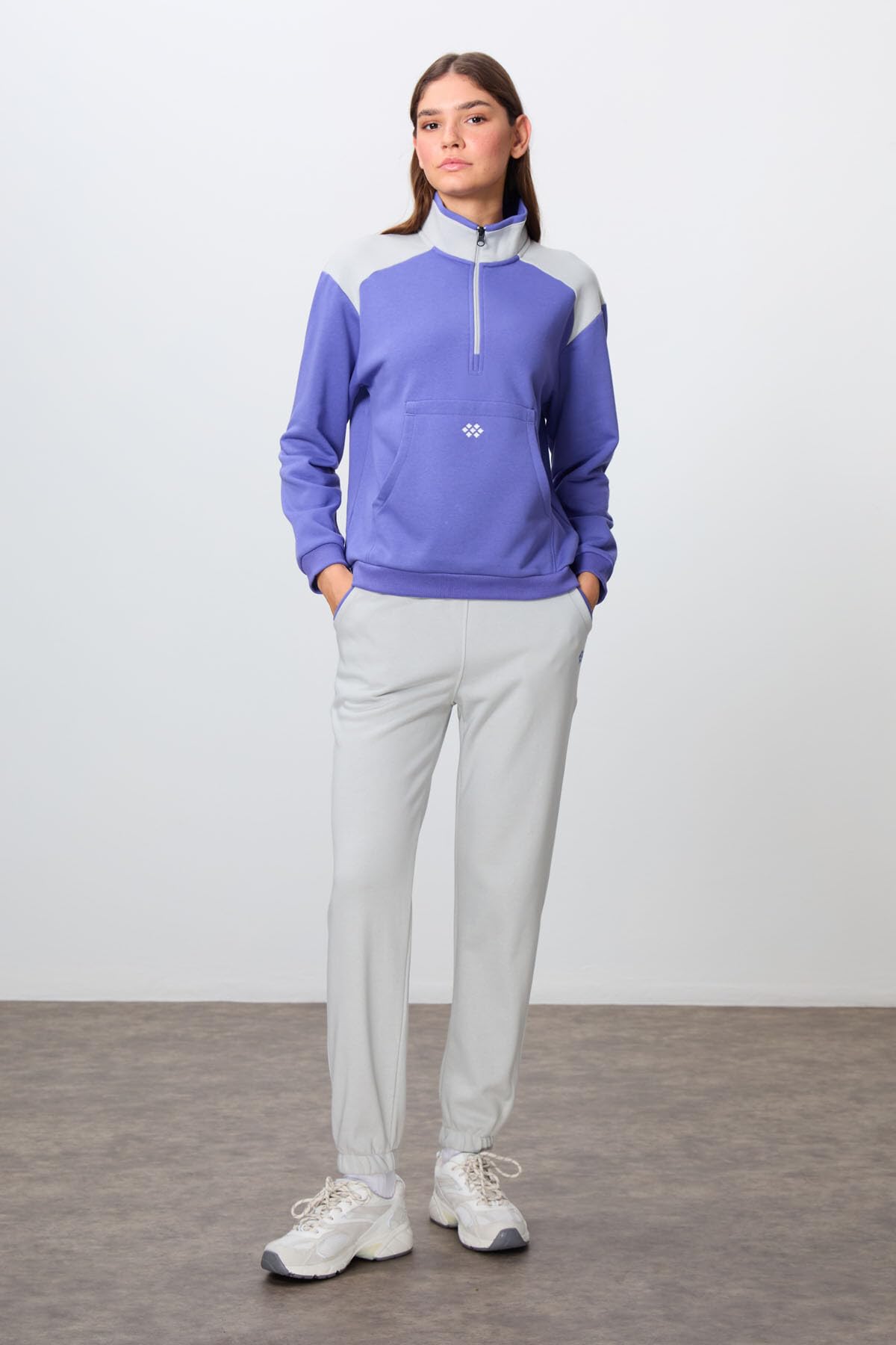 TOMMY LIFE TOMMYLIFE İndigo Kompakt Pamuklu Kalın Pürüzsüz Dokulu Dik Yaka Oversize Fit…