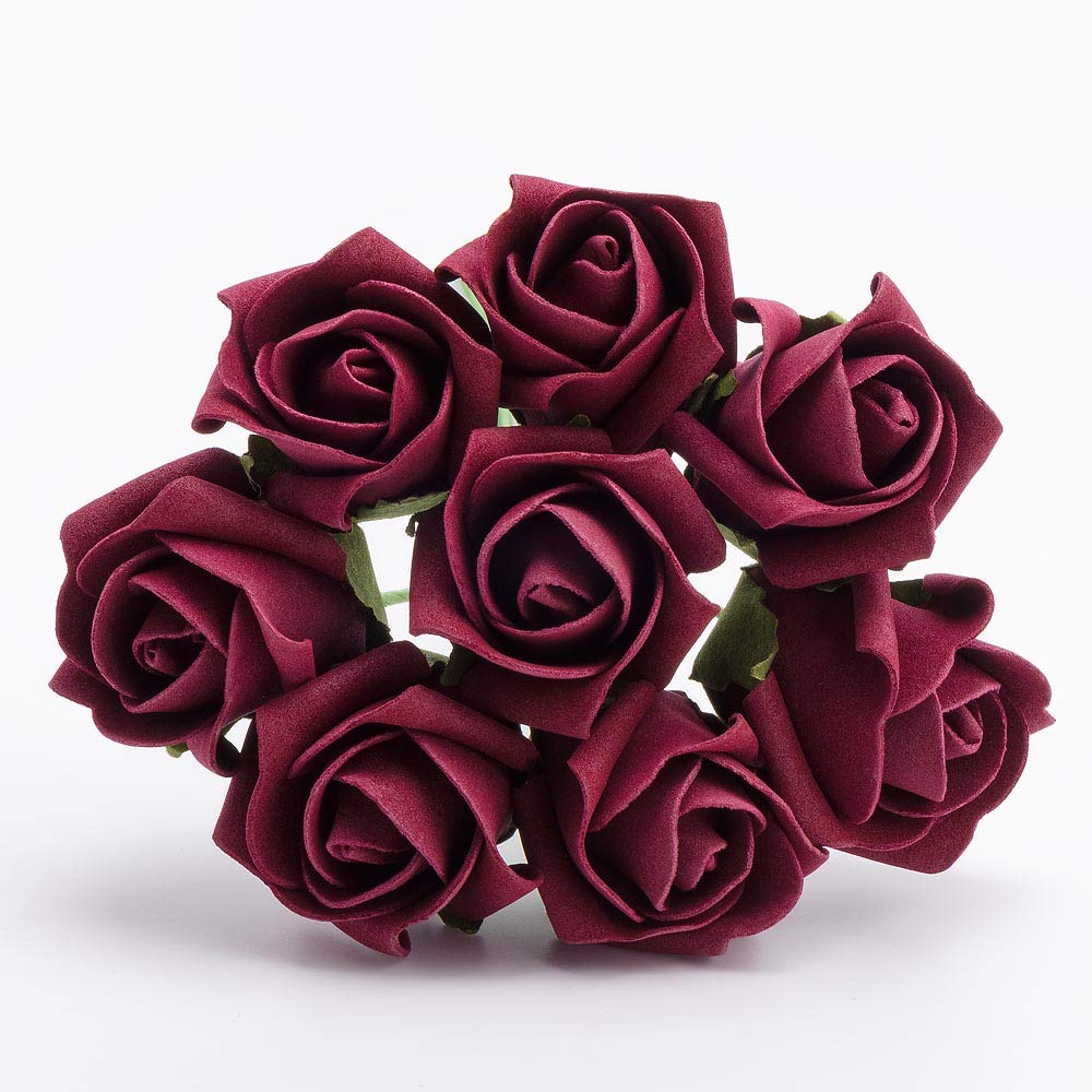 Italian Options Colourfast Artificial Foam Rose Flowers Wedding Bouquet, 3cm, Burgundy