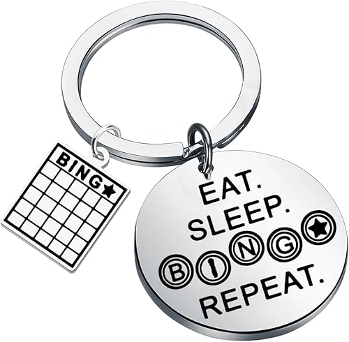 MYOSPARK Divertido regalo de bingo para amantes del bingo, regalo para comer o dormir, llavero de bingo para jugadores de bingo