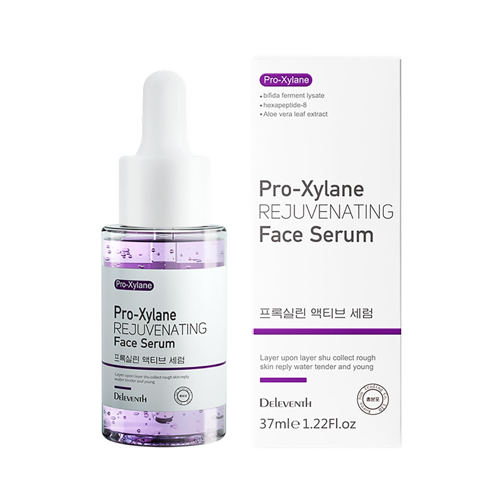 DEleventh Korean Brand Pro-Xylane Face Serum 37ml / Anti-Aging & Anti-Wrinkle, with Bifida Ferment Lysate, Acetyl Hexapeptide-8, and Hyaluronic Acid for a Youthful, Hydrated, and Radiant Complexion