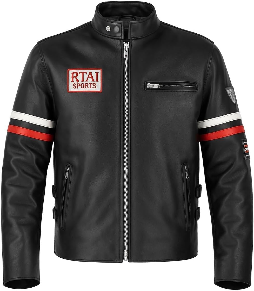 Hugh Laurie Gregory Giacca da motociclista in pelle nera 2XS - 4XL
