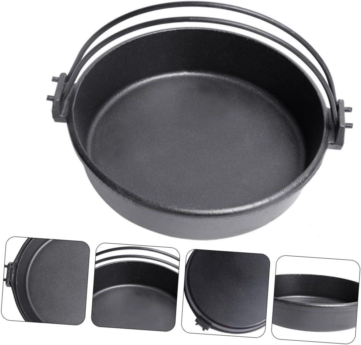 Camping Kettle Pot Cast Iron Saucepan Double Handles No Lid Design Sturdy for Long-Term Use Great for Outdoor Activities
