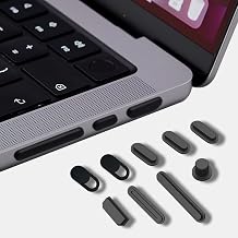 16 Pack Dust Plug Cover for MacBook Pro 14" 16" M5 M4 M3 M2 M1 Pro/Max 2026-2021, Dust Plug for HDMI, Thunderbolt, SDXC, Charger Port & Headphone & 2 PCS Webcam Cover Slide