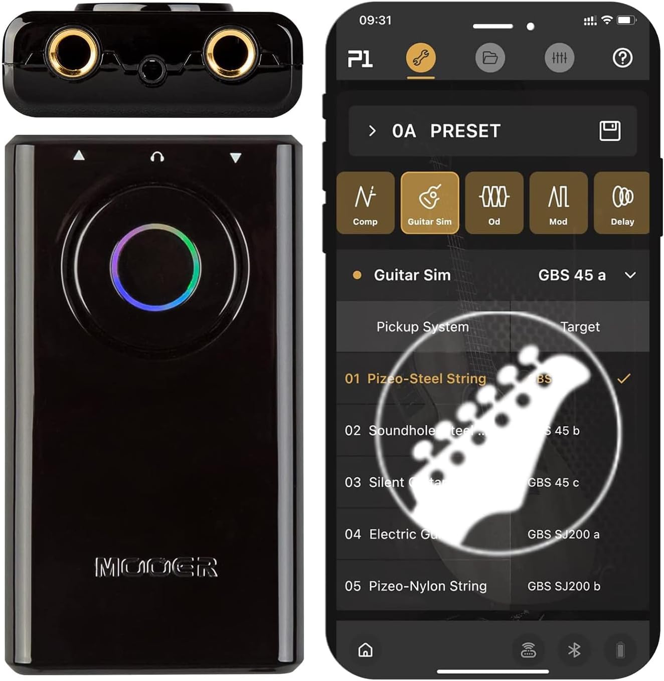 MOOER Prime P1 Guitar Multi-Effects Processor, Bass Guitar Pedals with Tuner, Amp, Metronome for Practice and Performance