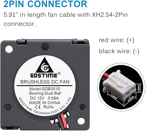 Miniatura 4 de Gdstime 1.181 in x 1.181 in x 0.394 in 12V Mini ventilador de enfriamiento sin escobillas doble rodamiento de bolas