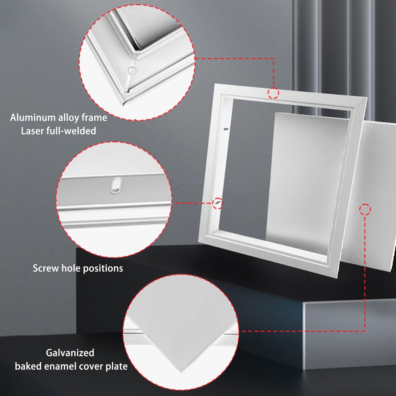 Trampilla Pladur Panel De Acceso Metálico Al Techo, Trampilla Pladur Tapa De Registro Para Ducha De Baño, Aluminio, Incluye Tornillos De Montaje, Puerta De Servicio Oculta(White,50 * 50cm)