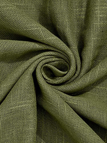Image of Cotton Linen Solid Curtain with Eyelet Rings,Door Curtains for Pooja Room /Living Room /Dining Hall /Hotel /Bedroom /Kid Room /Kitchen (7.5 Feet, Olive Green) Set of 2