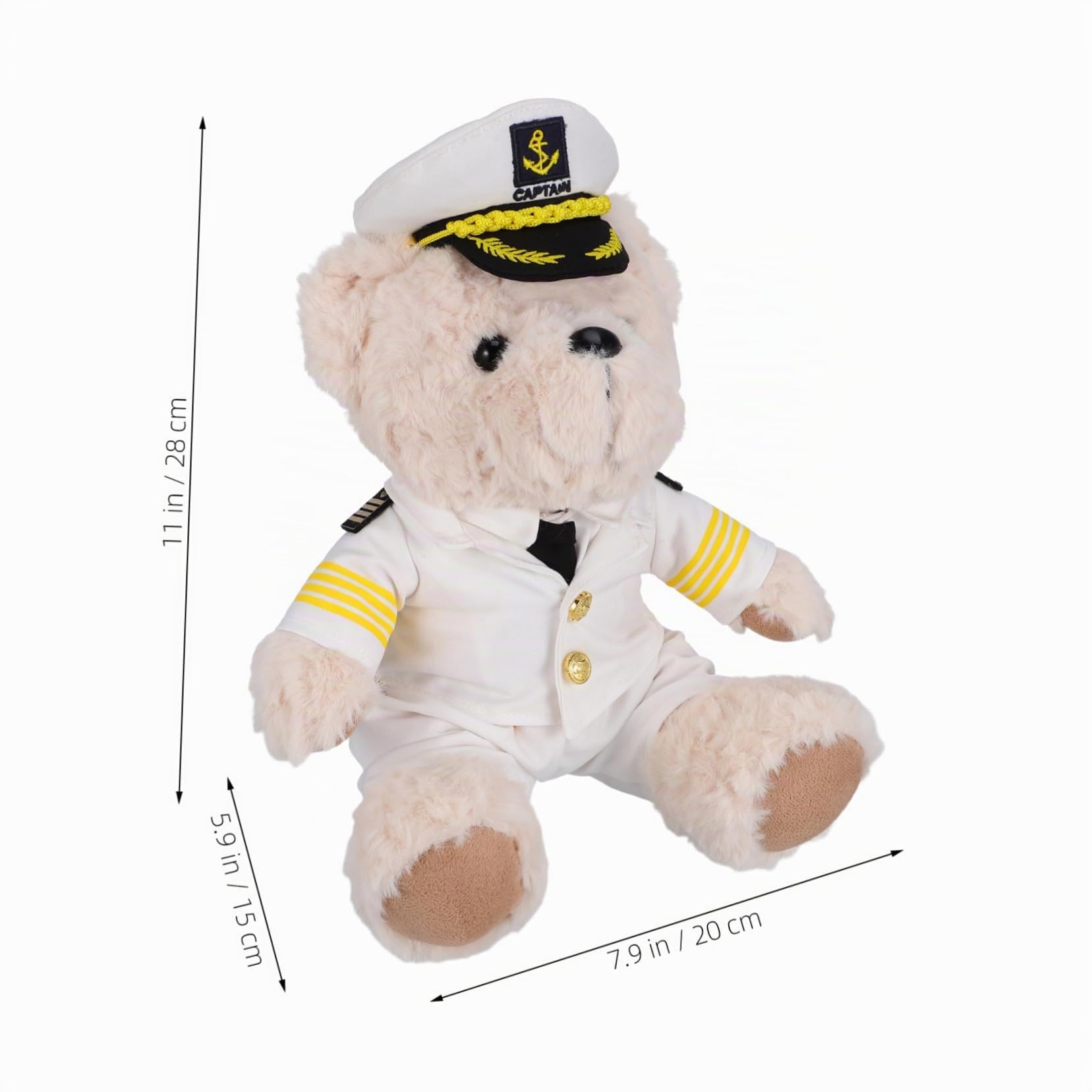 Abaodam Piccolo Peluche Orso Capitano, Bambola di Peluche Beige in Morbido Cotone Pp, Tenero e Soffice, per Decorazioni e Foto