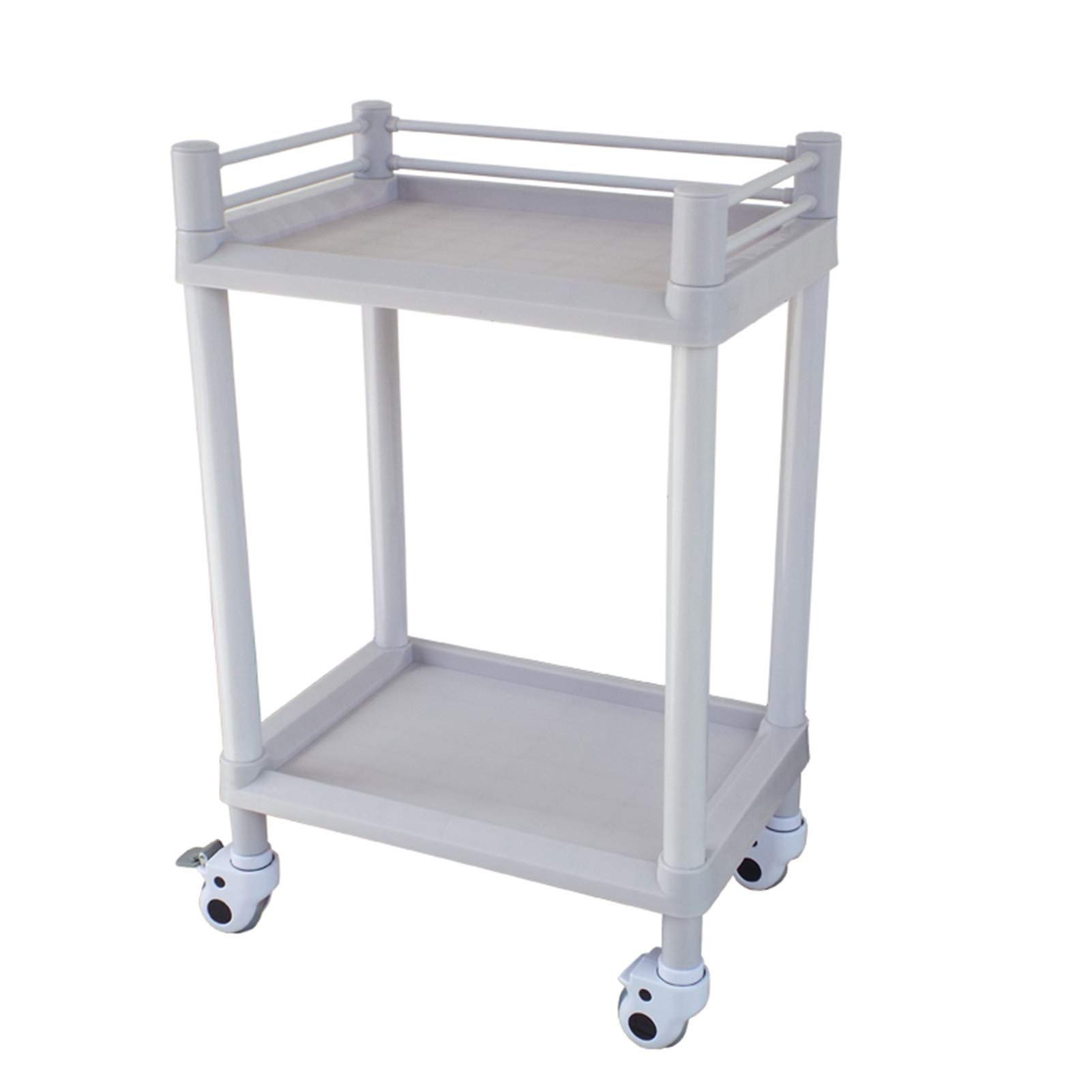 TKJfdTY Multifunctional Utility Cart Service Storage Trolley Utility Carts 2 Tier Utility Rolling Trolley Storage Cart For Lab Instrument, Beauty Salon Spa & Make,No Drawers