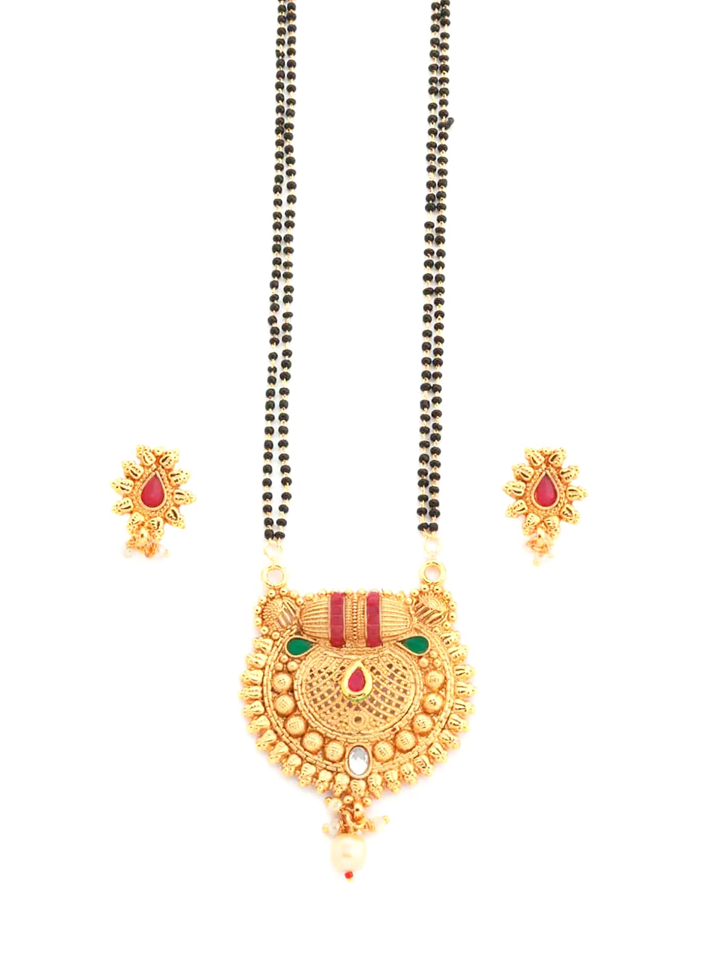 SAJH 22K Gold Plated Mangalsutra with earrings stud For women (B097NF2DD1) Amazon Price History, Amazon Price Tracker