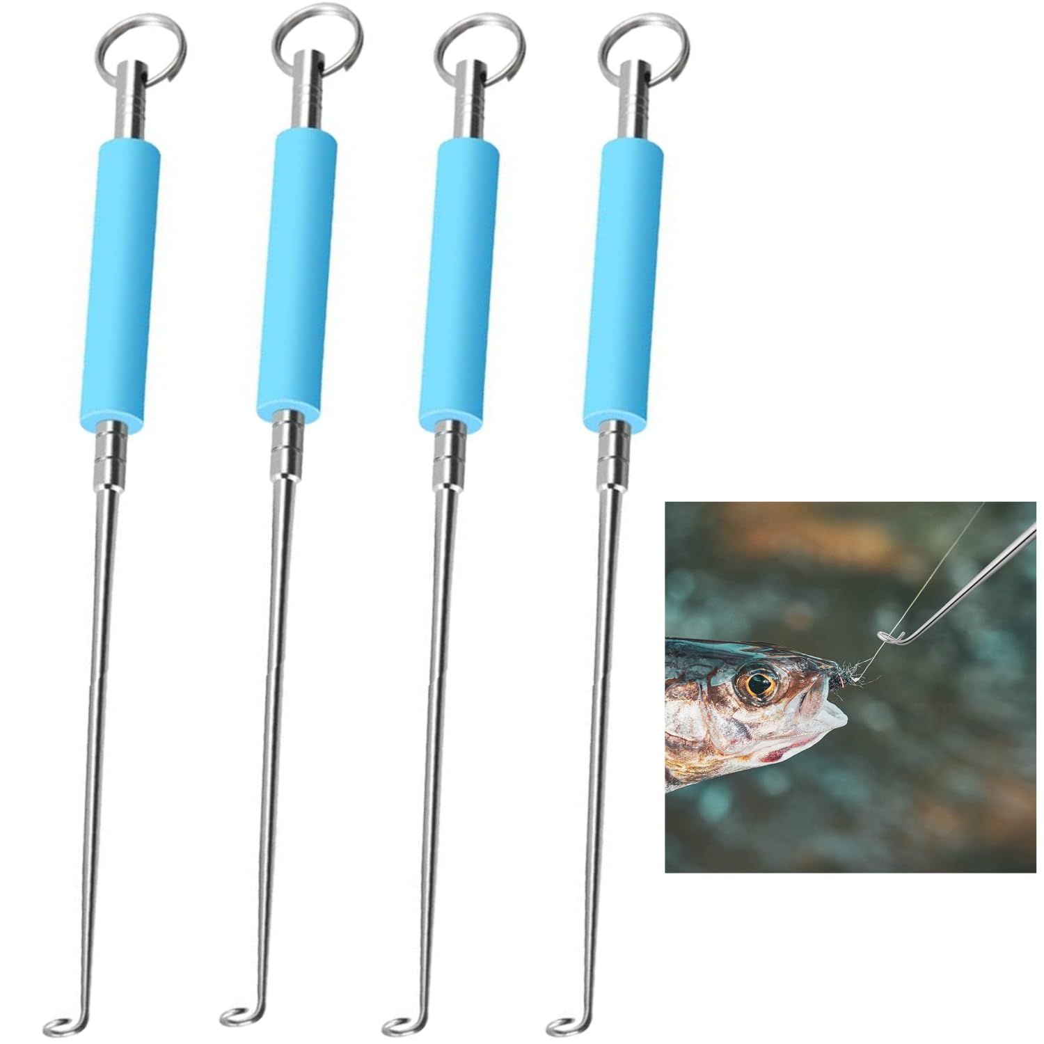 DIGNFENG Lot De 4 Dégorgeoirs De Poisson Rapides - Extracteur D'Hameçon Magnétique Et Ergonomique