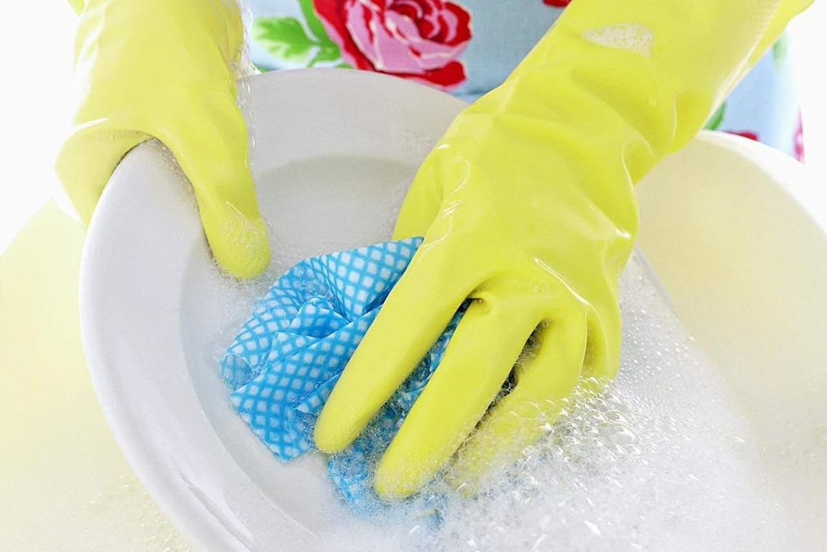 HDR MALL Reusable Rubber Hand Gloves for Cleaning (Colour May Vary) - Pack of 3 1
