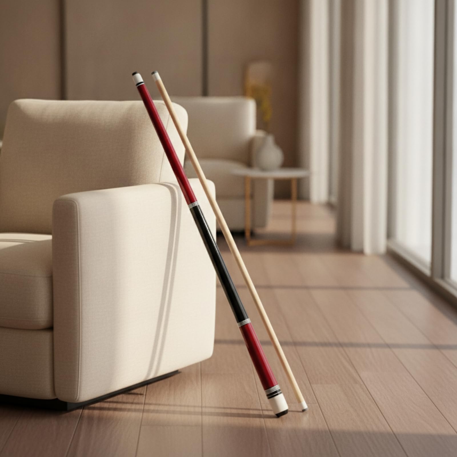 Qianly da Biliardo in Due Pezzi Portatile, di Legno , con Giunto a Vite, per Club, Appassionati , Rosso