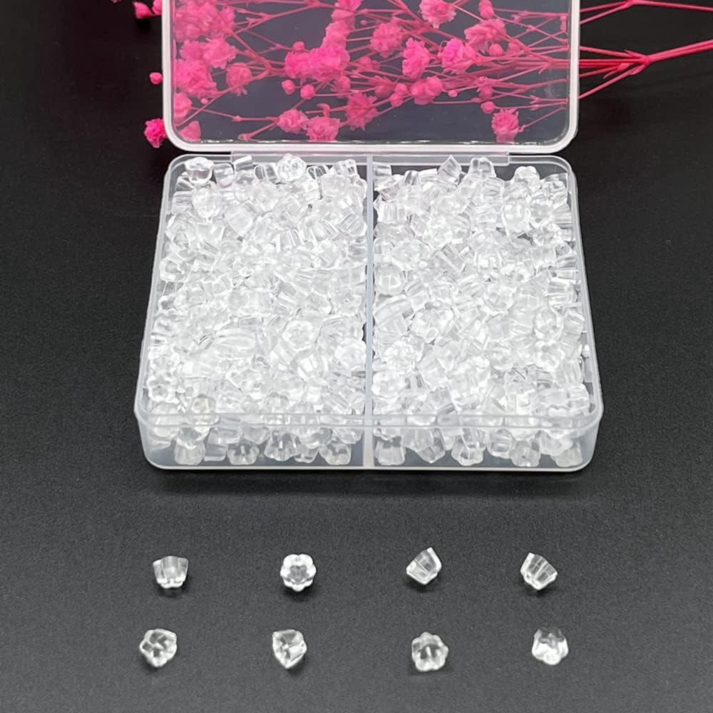 Clear Silicone Earring Backs,600Pcs Flower Shaped Earring Backing Stoppers
