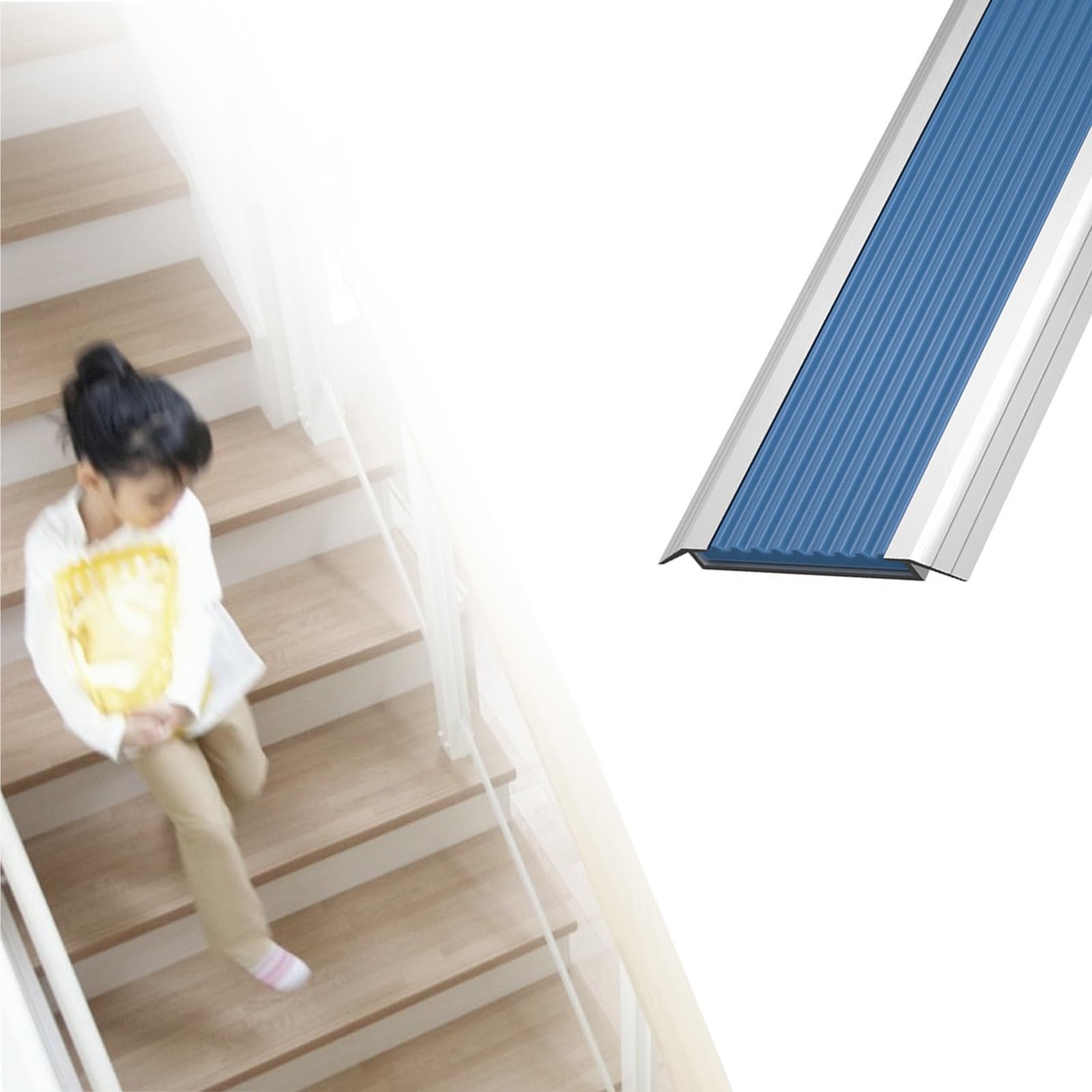 Aluminio Perfil De Borde De Escalera Antideslizante, Tiras Antideslizantes para PeldañOs, Borde De PeldañO Antideslizante, Doble Antideslizante, Adecuado para Hoteles, Hospitales ( Color : A , Size :