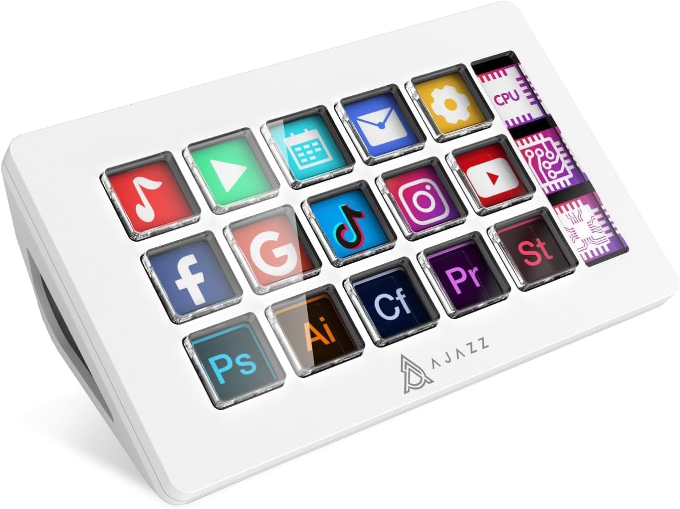 Attack Shark AKP153 Studio Deck, Stream Controller, 15 Macro Keys, Trigger Actions in Apps and Software Like OBS, YouTube, Twitch, Custom Console for Photo and Video Editing, Live Streaming (White)