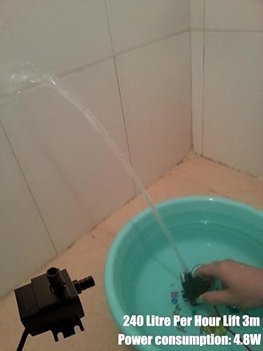 Miniatura 3 de SHYSKY 12VDC Mini bomba de agua sin escobillas DC30A-1230 4.8W 63.4GPH Elevación 9.8 ft 9.8ft Circulación continua estable de bajo ruido, para micro