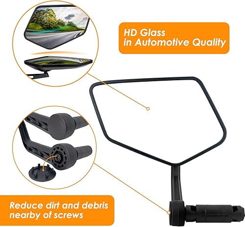 Miniatura 3 de Arkham Espejo de bicicleta para manillar HD Bar End Espejo de bicicleta de vidrio grueso de grado automotriz para manillar resistente a los