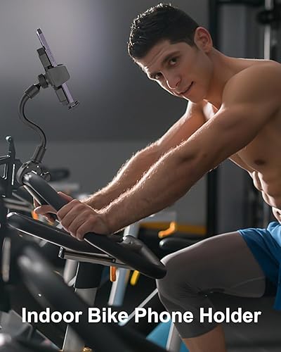 Miniatura 8 de Soporte de teléfono para bicicleta interior, cuello de cisne ajustable para bicicleta giratoria, cinta de correr, estacionario, correa antivibración