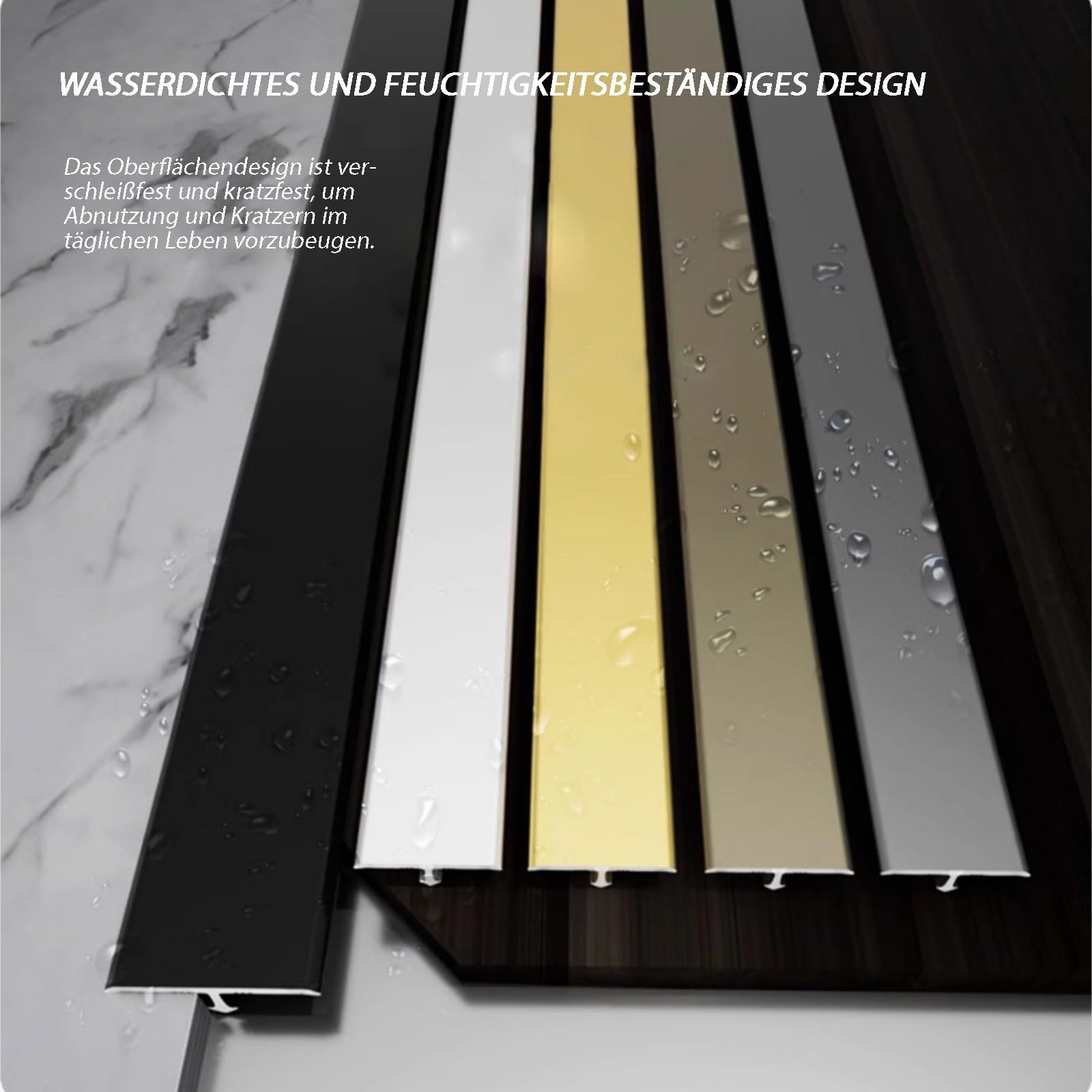Perfil De Transición En T De Acero Inoxidable, Riel De Compensación Plano, Tira De Cubierta De Aluminio, Longitud 135CM, 2 Piezas para Acabados De Suelo Y Muebles(Gold,W:22MM H:7.5MM)