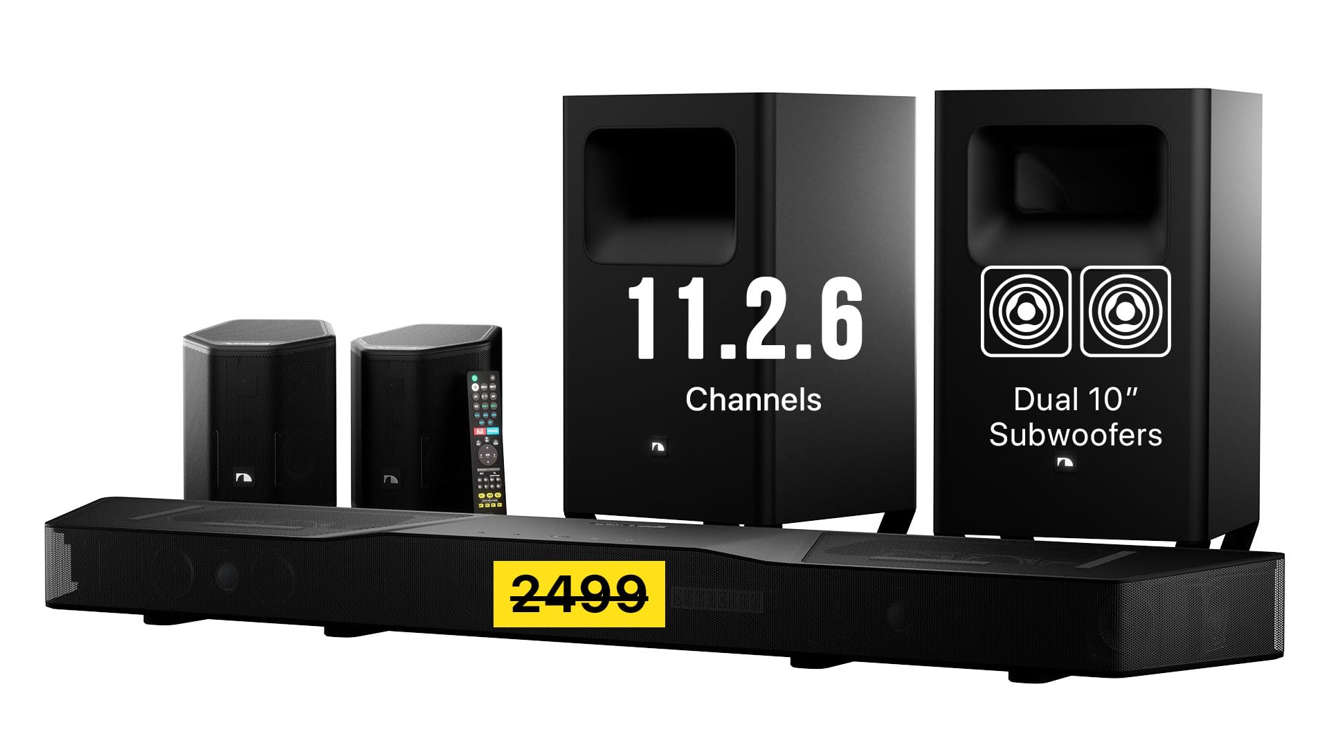 Shockwafe 11.2.6 Dolby Atmos/DTSX Surround Soundbar Sys-Dual 10"Subs*2300W