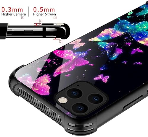 Vista 111 de Funda compatible con iPhone 12/12 Pro, funda de invasión de vaca alienígena OVNI, parte trasera de vidrio templado + funda protectora de silicona