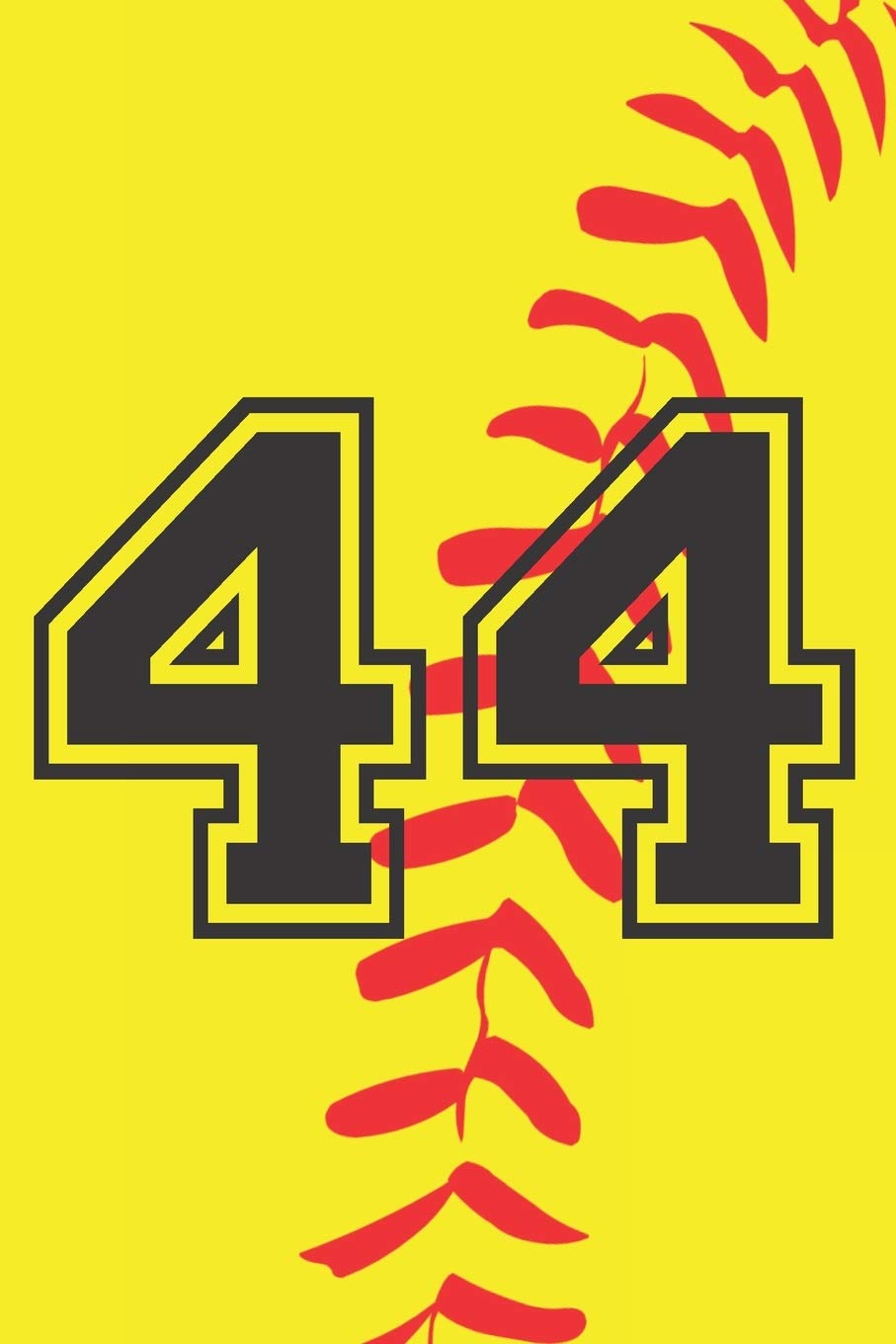44 Journal: A Softball Jersey Number #44 Forty Four Notebook For Writing And Notes: Great Personalized Gift For All Players, Coaches, And Fans (Yellow