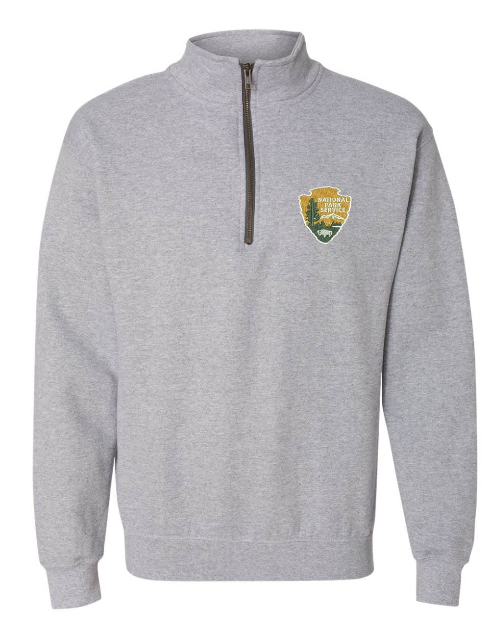 ALLNTRENDS National Park Service Zip Collar Sweatshirt U.S NPS Embroidered Top, Sporty Grey, XX-Large